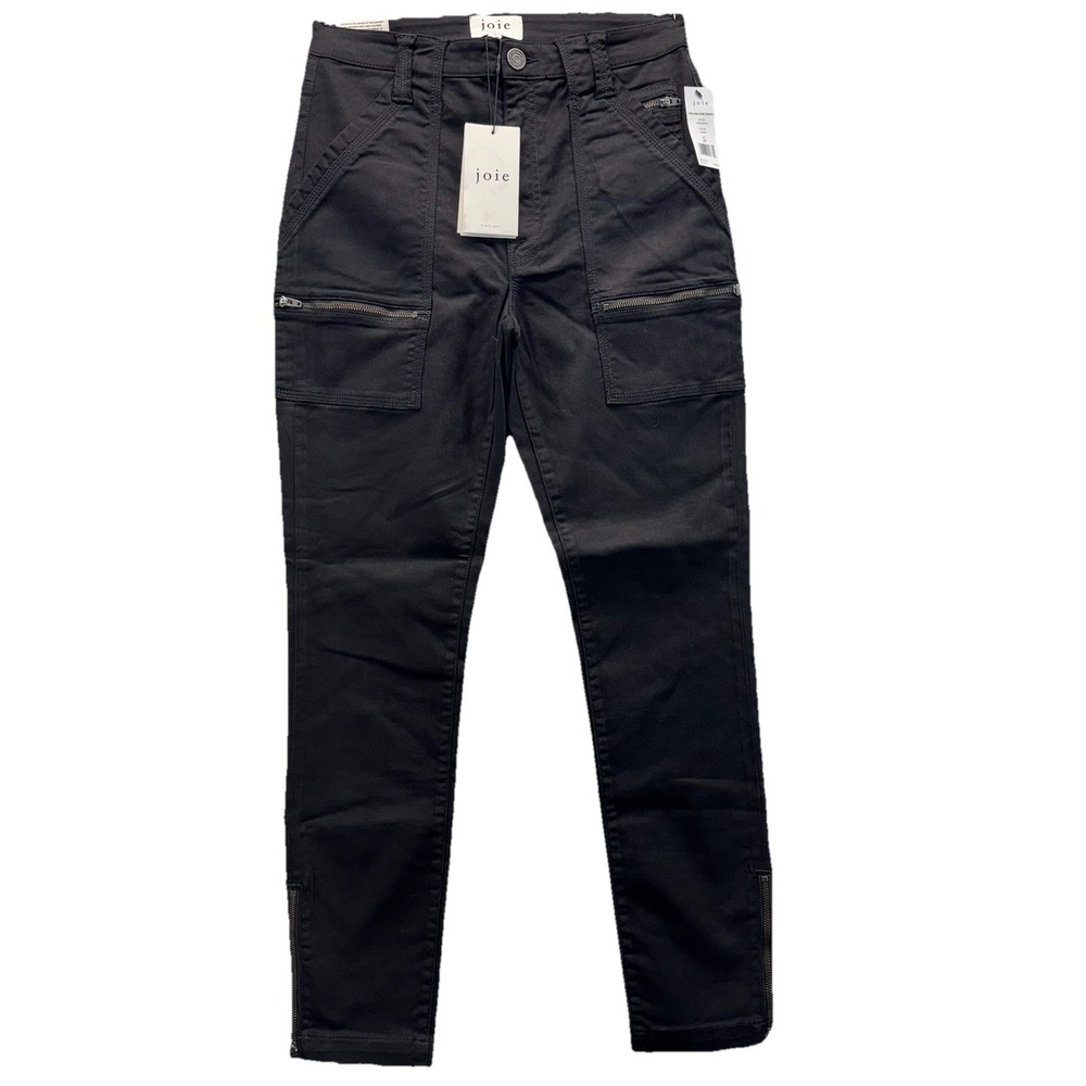 NWT Joie High Rise Park Skinny Pants Caviar Black Utility Zip MSRP $228 Size 29